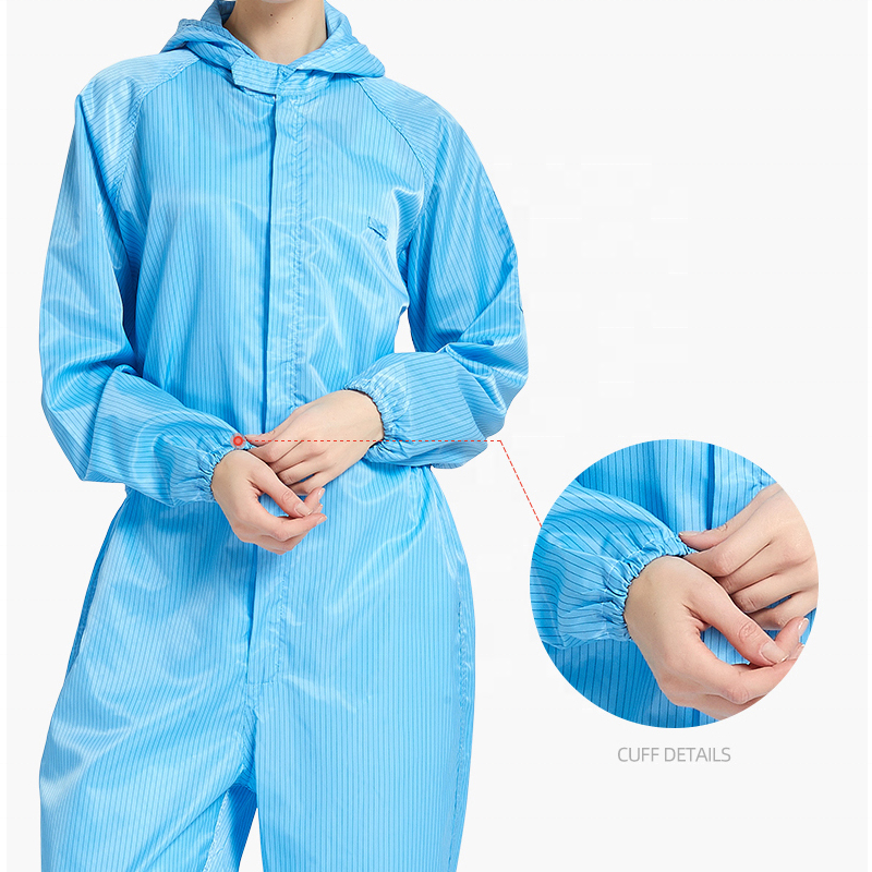 Best Selling ESD Antistatic Coverall Disposable Blue Clean room Polyester Coverall