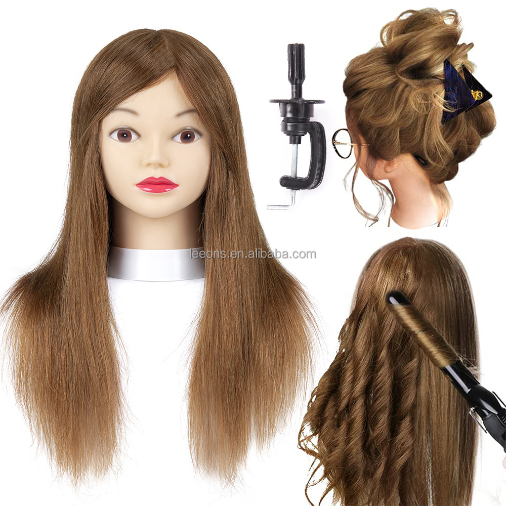 Wholesale 100% Real Hair Afro Mannequin Training Head with Yaki Hair Cosmetology Doll Head Hairdresser Manikin Practice Head