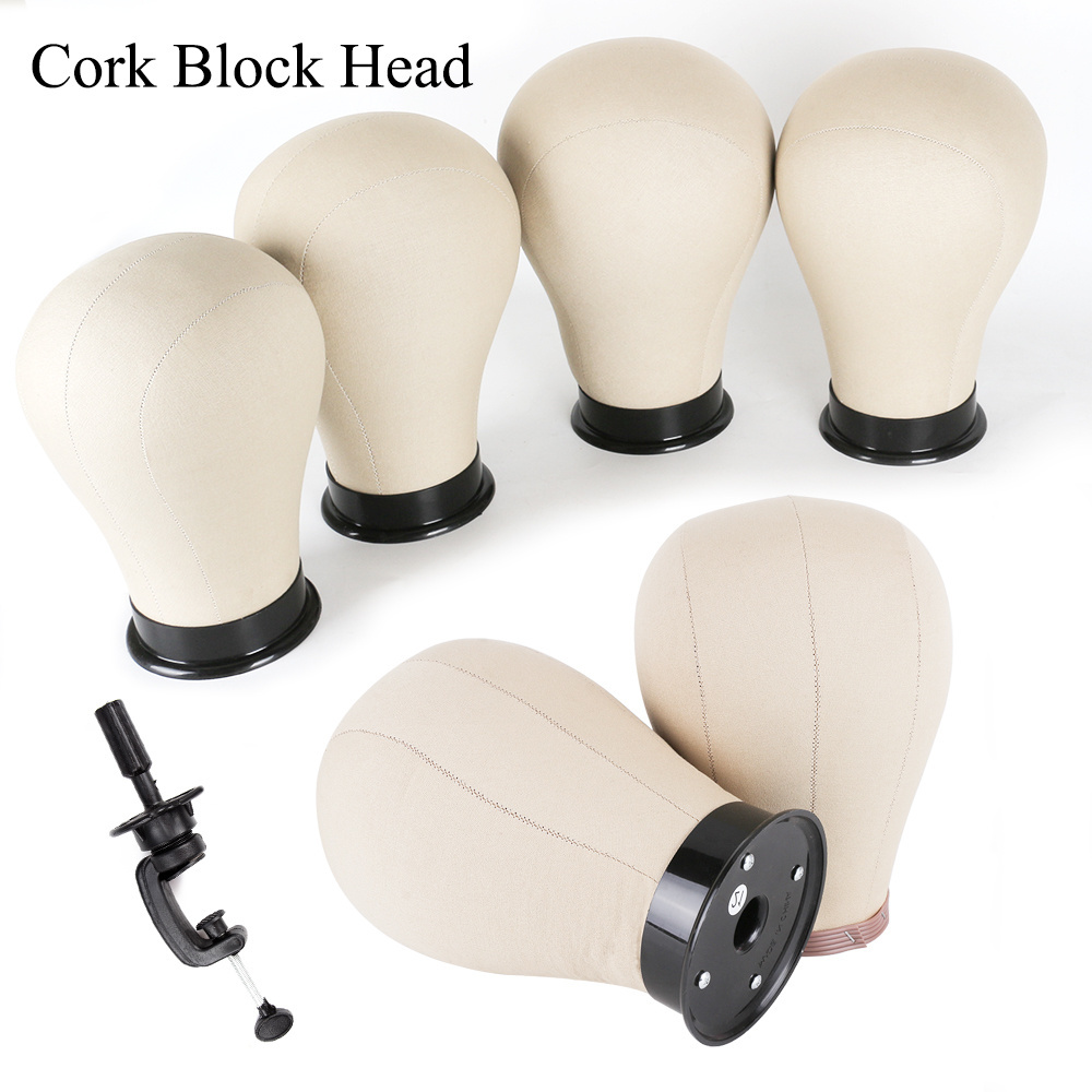 Leeons 24 23 22 21 Inch Cork Canvas Block Head Mannequin Head Display Styling Wig Head With Mount Hole