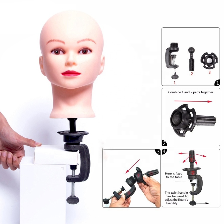 Leeons Hot Sale Cosmetology Doll Head Without Hair Female Bald Training Mannequin Head For Wig Making Hat Display