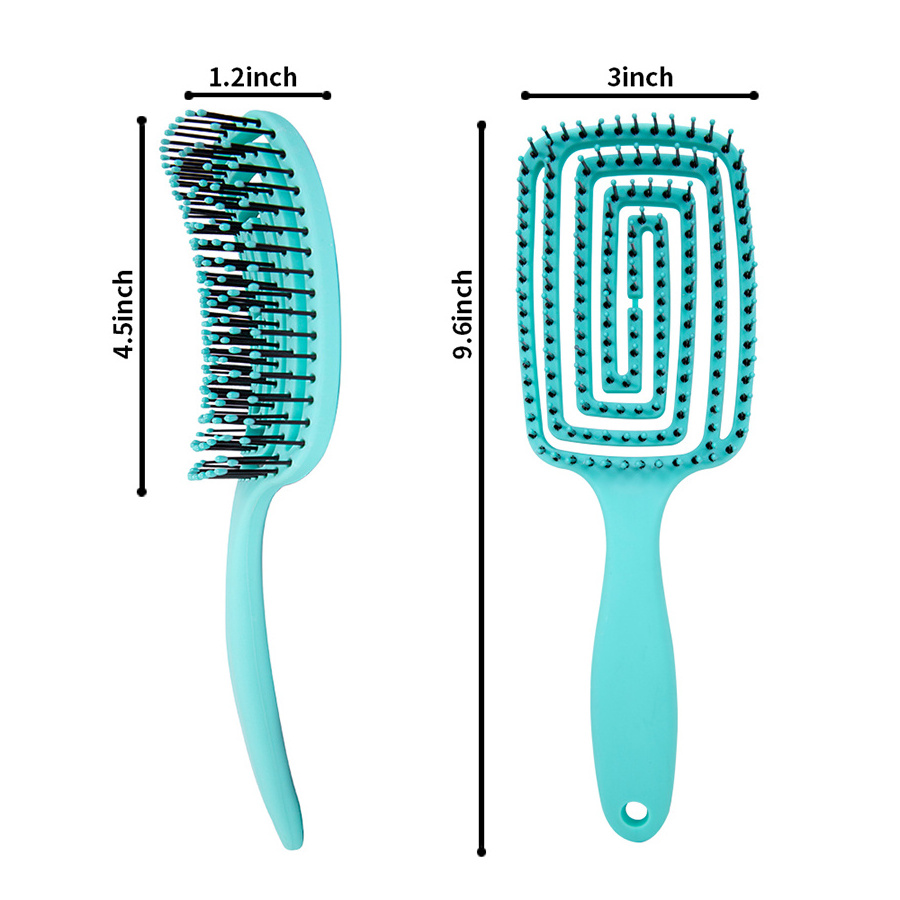 New Trending Waterproof Custom Massage Comb Detangling Curved Hair Brush Hollow Vented Hair Brush Comb For Long Curly Hair