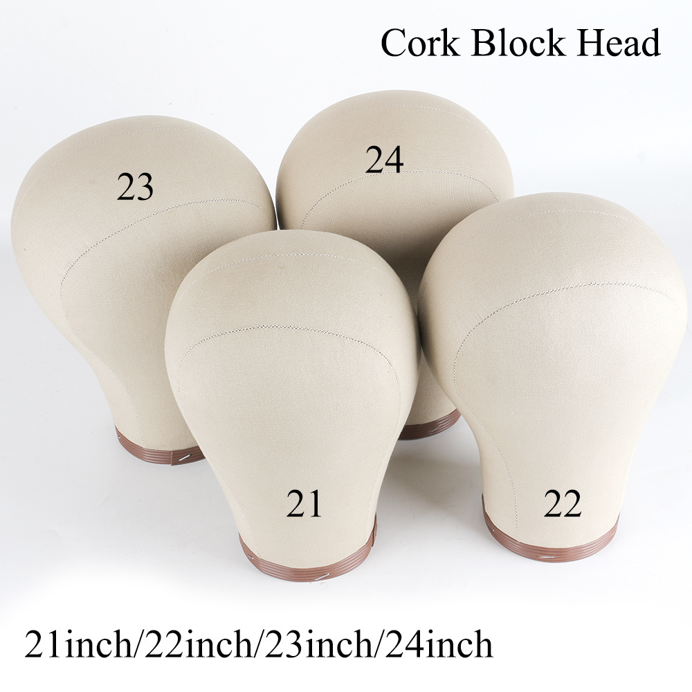 Leeons 24 23 22 21 Inch Cork Canvas Block Head Mannequin Head Display Styling Wig Head With Mount Hole