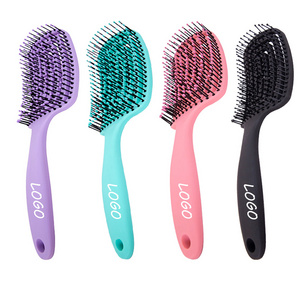 New Trending Waterproof Custom Massage Comb Detangling Curved Hair Brush Hollow Vented Hair Brush Comb For Long Curly Hair