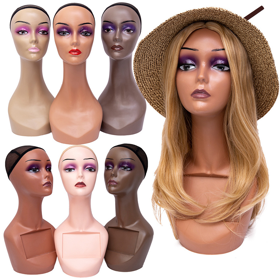 Wholesale Cheap Professional Realistic Wig Model Head Makeup Long Neck Female Mannequin Head without Shoulders for Wig Display