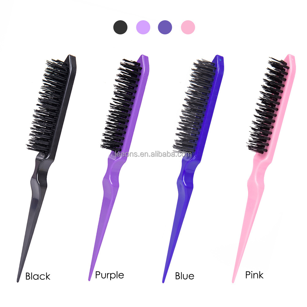 Beauty Salon Pink Nylon Boar Bristle Hair Root Teasing Tail Brush Comb to Add Volume and Hair Care Scalp Massage for Hair Growth