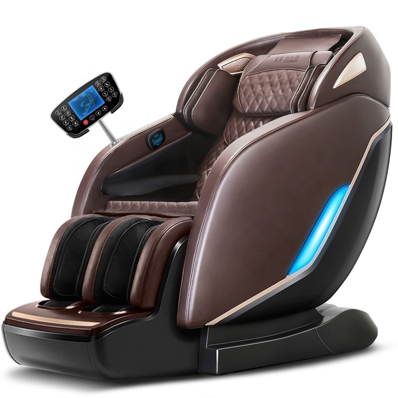 Leercon Luxury High End Wholesale Commercial SL Track AI Voice Massage Chair 4d With Calf Roller Changing LED Light