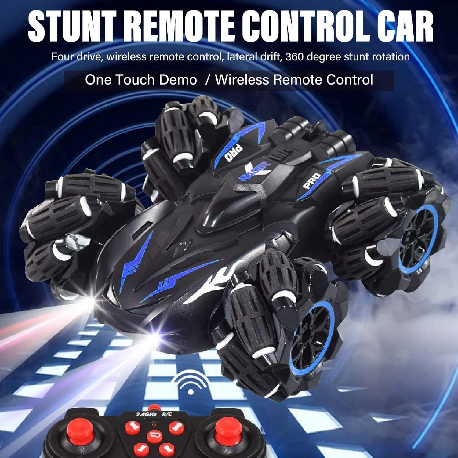 RC Stunt Drift Car, High Speed 360 Degree Rotation Rechargeable Transverse Tires 2.4G Remote Control Car Cool