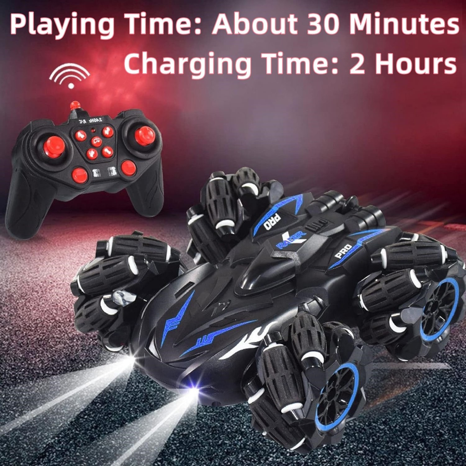 RC Stunt Drift Car, High Speed 360 Degree Rotation Rechargeable Transverse Tires 2.4G Remote Control Car Cool