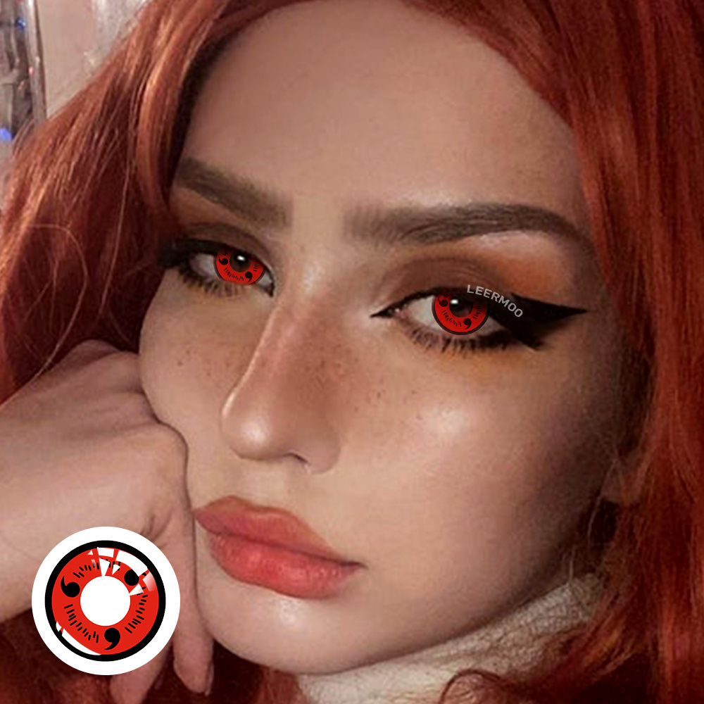 Leermoo Hot Selling Anime Sharingan Magatama Color Contacts Wholesale Soft lens Yearly Cosplay Colored Contact Lenses