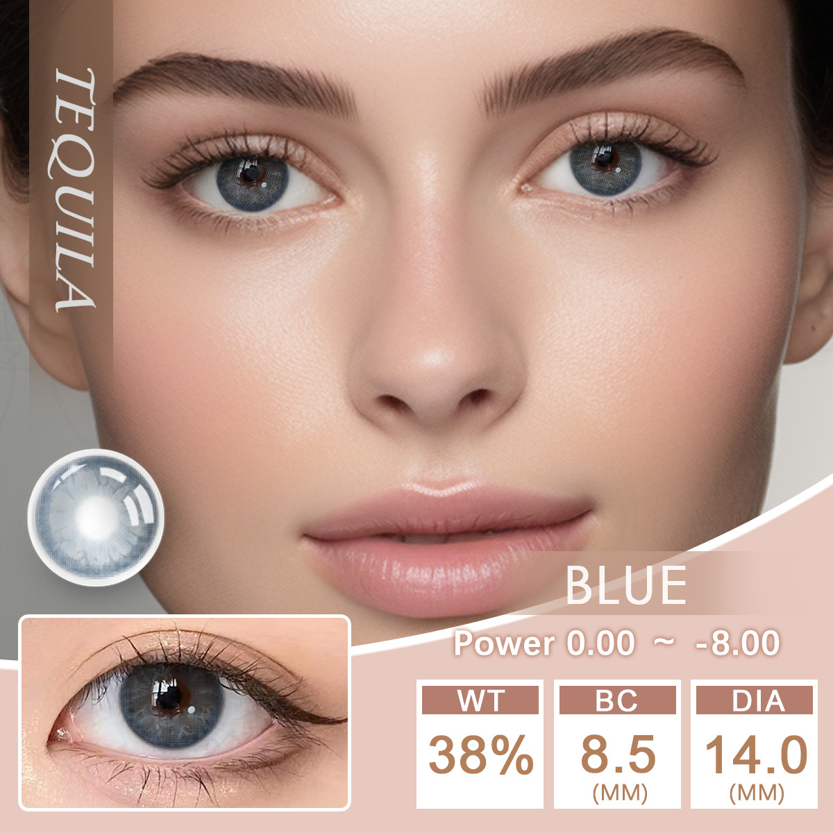 Lalens Bland Realcon Wholesale OEM Colored Eye Contact Lenses With Prescription Cosmetic Natural Blue Contact Lens