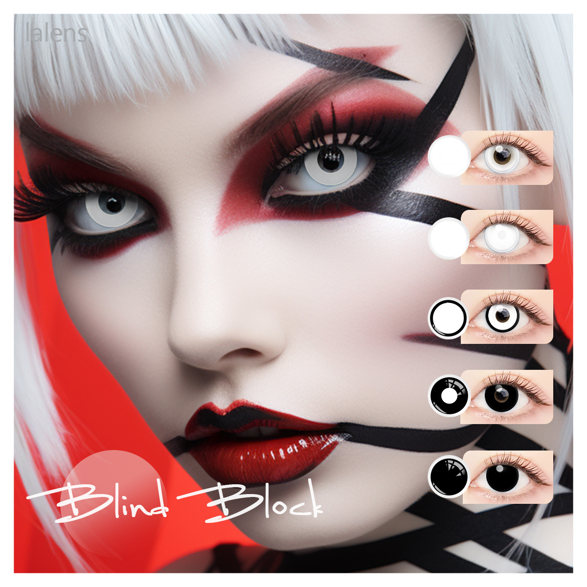 Yearly Use BLOCK Blind Colors Contacts Crazy Cosplay Anime Halloween Party Accessories Black And White Colored Contact Lenses