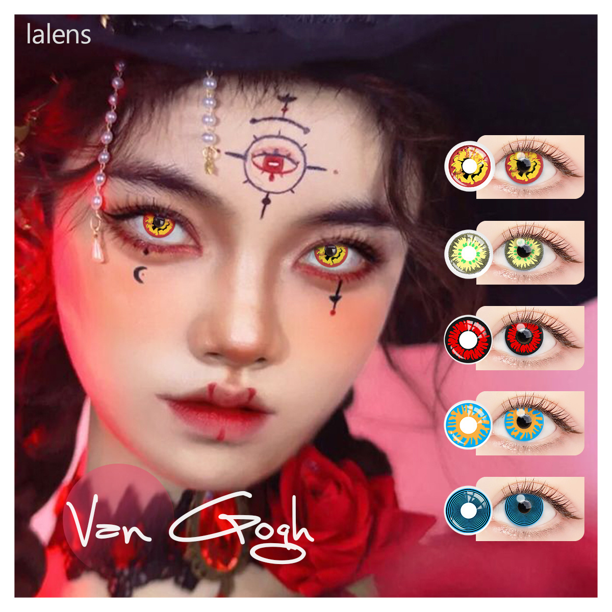 Leermoo Anime Myopia Contact Lenses -1.00 to -8.00 Crazy Cosplay Halloween Yearly Use Colored Contact Lenses Wholesale contacts