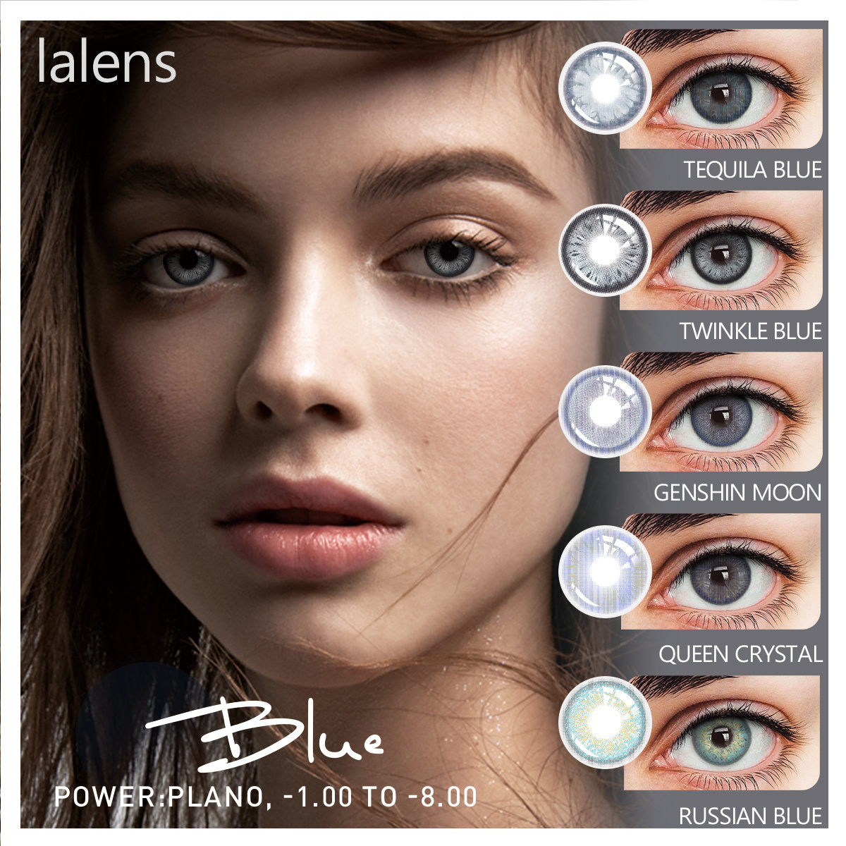 Lalens Bland Realcon Wholesale OEM Colored Eye Contact Lenses With Prescription Cosmetic Natural Blue Contact Lens