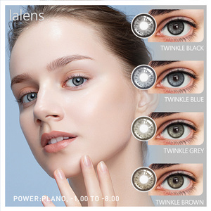 Lalens Twinkle Blue Brown Soft Contact Lenses Half Yearly Ready To Ship Cosmetic Eye Colored Contact Lens With Power