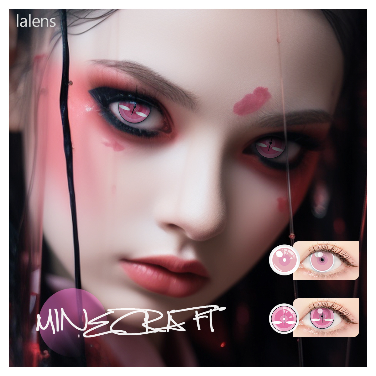 Leermoo Yearly Use Pink Beauty Eyes Contacts Kamado Nezuko Cosplay Cosmetic Contact Lenses Mine Craft Love Color Contact Lens