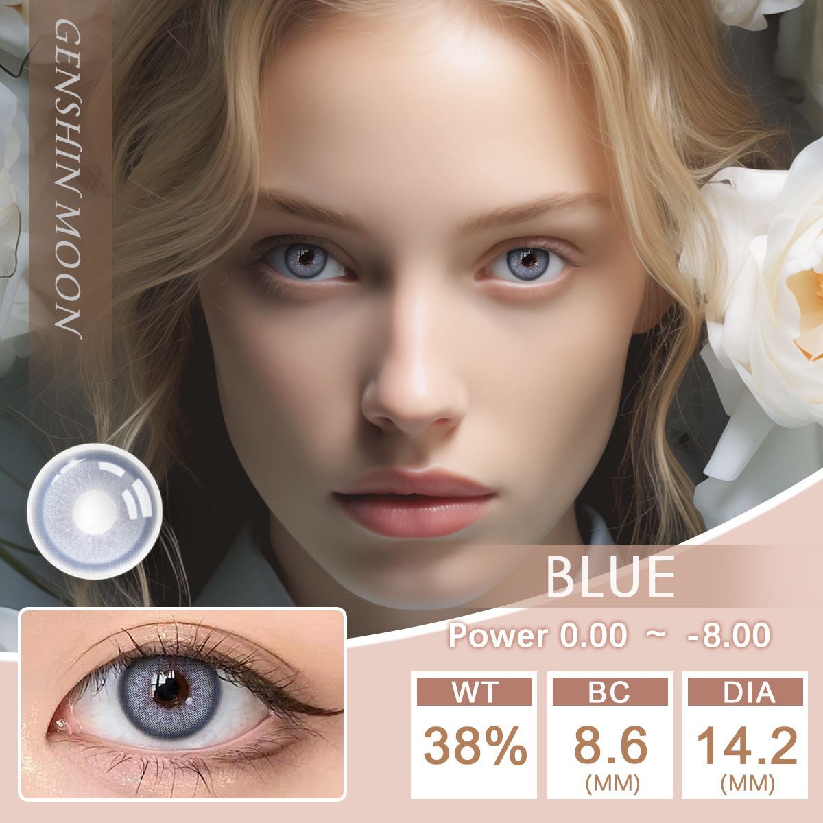 Lalens Bland Realcon Wholesale OEM Colored Eye Contact Lenses With Prescription Cosmetic Natural Blue Contact Lens