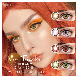 Lalens Vika Tricolor Lady Eye Contact Lenses With Graduation Cosplay Prescription 3 Tones Clear Soft Fresh Color Contact Lenses