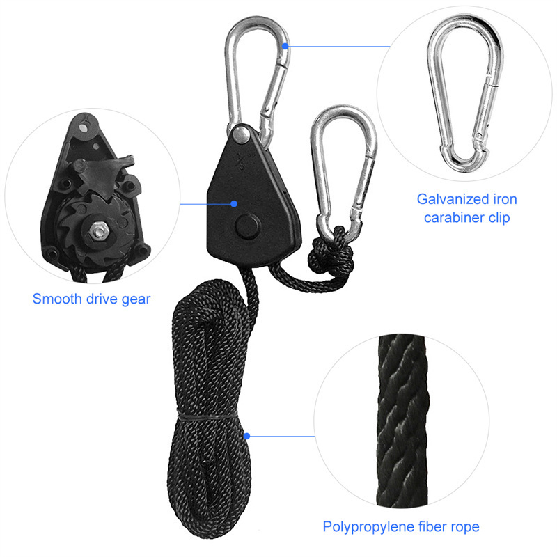 Pulley Ratchets Kayak And Canoe Boat Bow Stern Rope Lock Tie Down Strap 1/8 Inch Heavy Duty Adjustable Rope Hanger