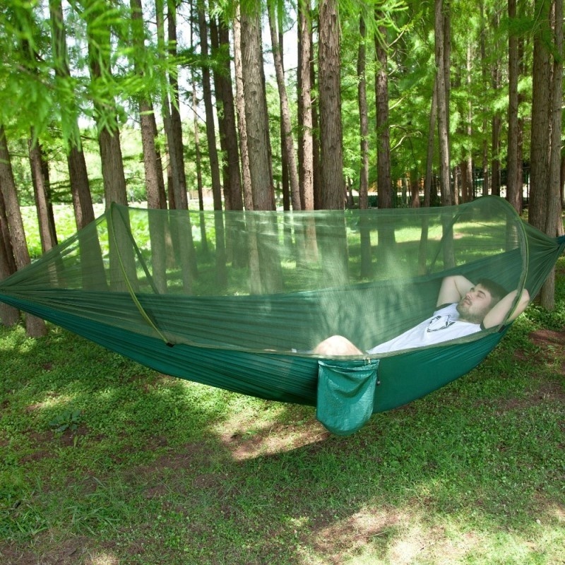 Automatic unfolding  ultralight parachute hammock hunting mosquito net double lifting outdoor furniture hammocks 290X140CM