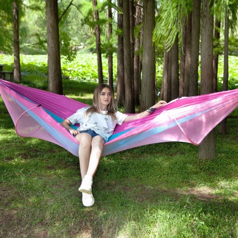 Automatic unfolding  ultralight parachute hammock hunting mosquito net double lifting outdoor furniture hammocks 290X140CM