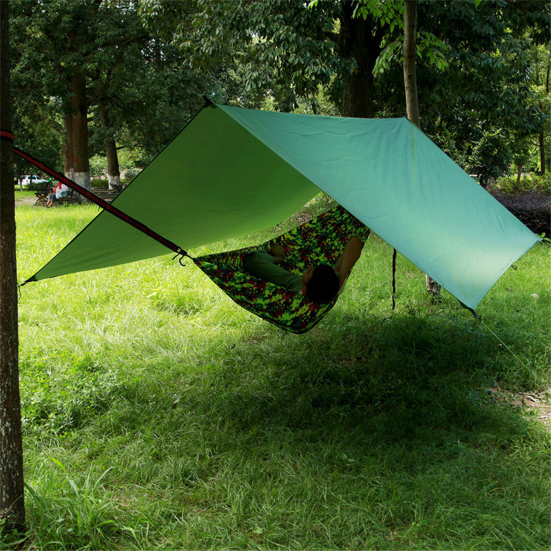 Silver Coating Waterproof Hammock Awning Canopy Tent Tarp Beach Camping Portable  Sunshade outdoor