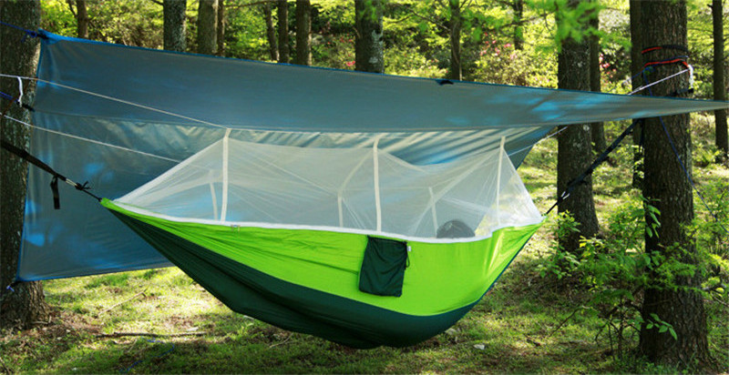 Silver Coating Waterproof Hammock Awning Canopy Tent Tarp Beach Camping Portable  Sunshade outdoor