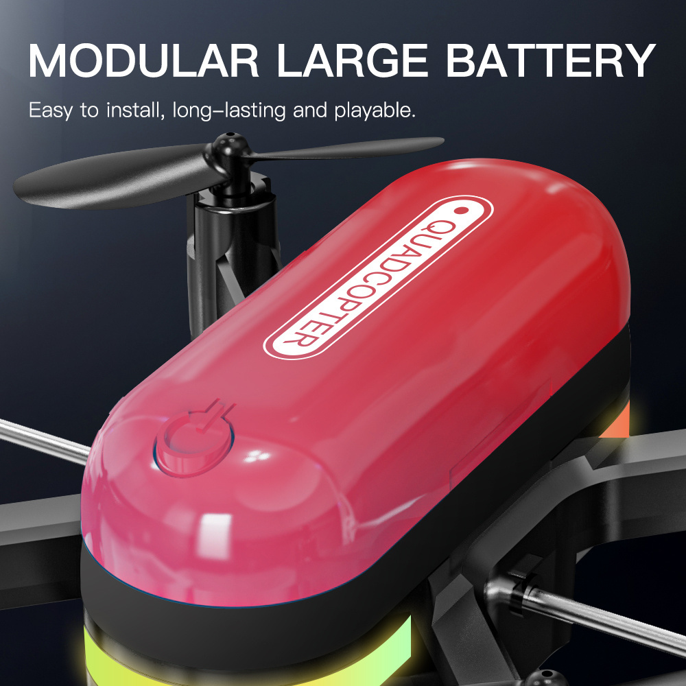 Leesafe Colorful LED Flight 10 Mins Battery Life 360 Degree Rotation Remote Control AE18 Mini Drone One Key Takeoff Foldable Toy