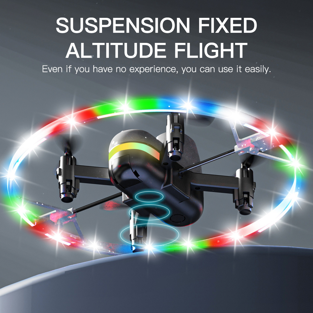 Leesafe Colorful LED Flight 10 Mins Battery Life 360 Degree Rotation Remote Control AE18 Mini Drone One Key Takeoff Foldable Toy