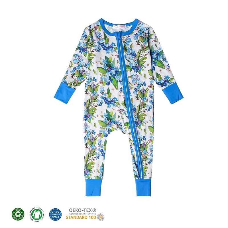 Leesourcing--Custom High Quality Bamboo Fiber Fabric Long Sleeve With Zipper Printing Baby Boys Clothing Romper