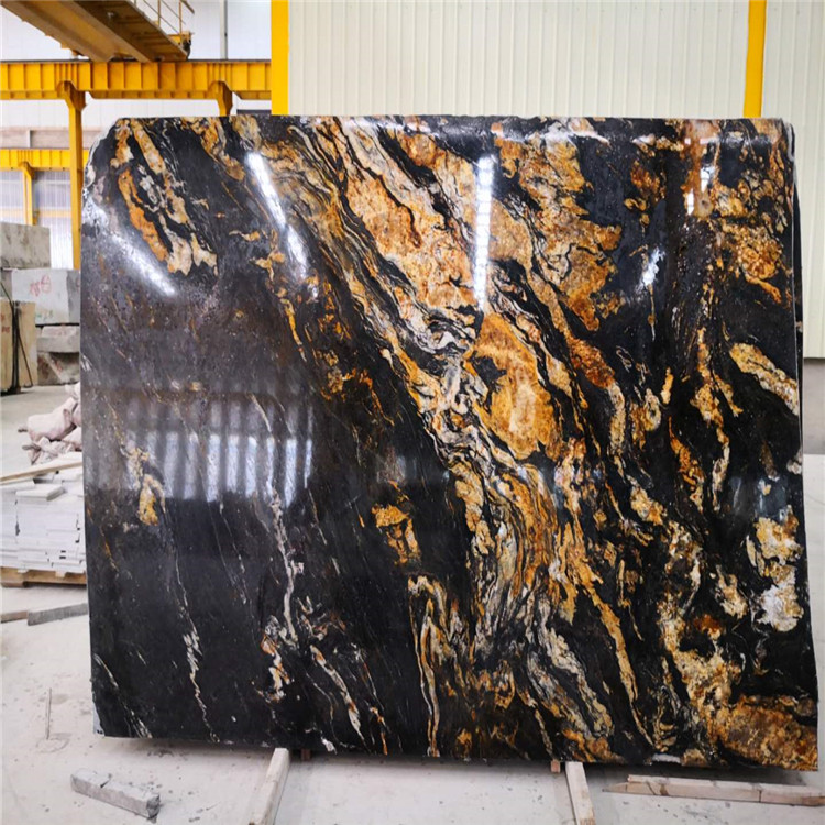 Cosmic black titanium black gold natural granite polished slabs tiles for floor and wall paving