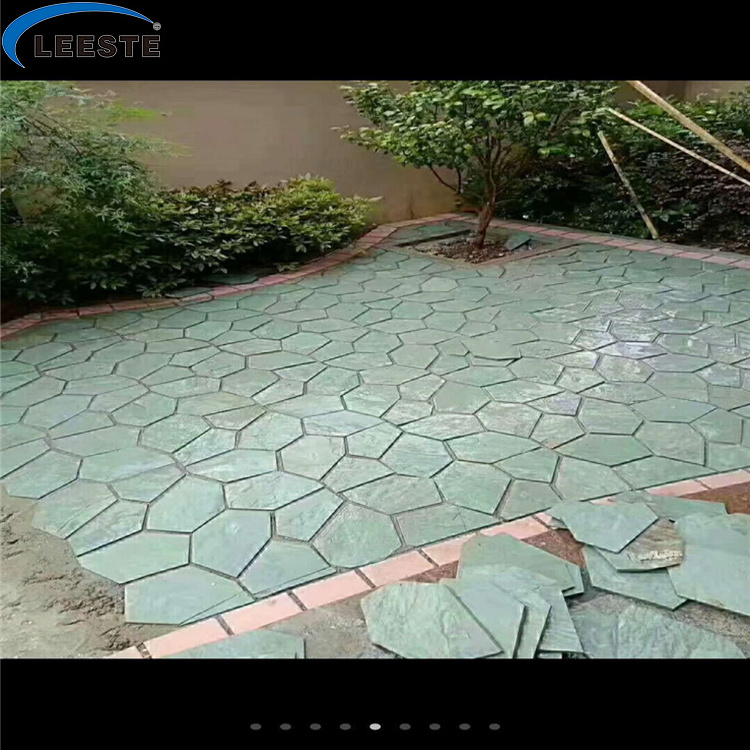 China Green Slate Quartzite Irregular Flagstones, Flagstone Walkway mesh Pavers, Flagstone Road Paving