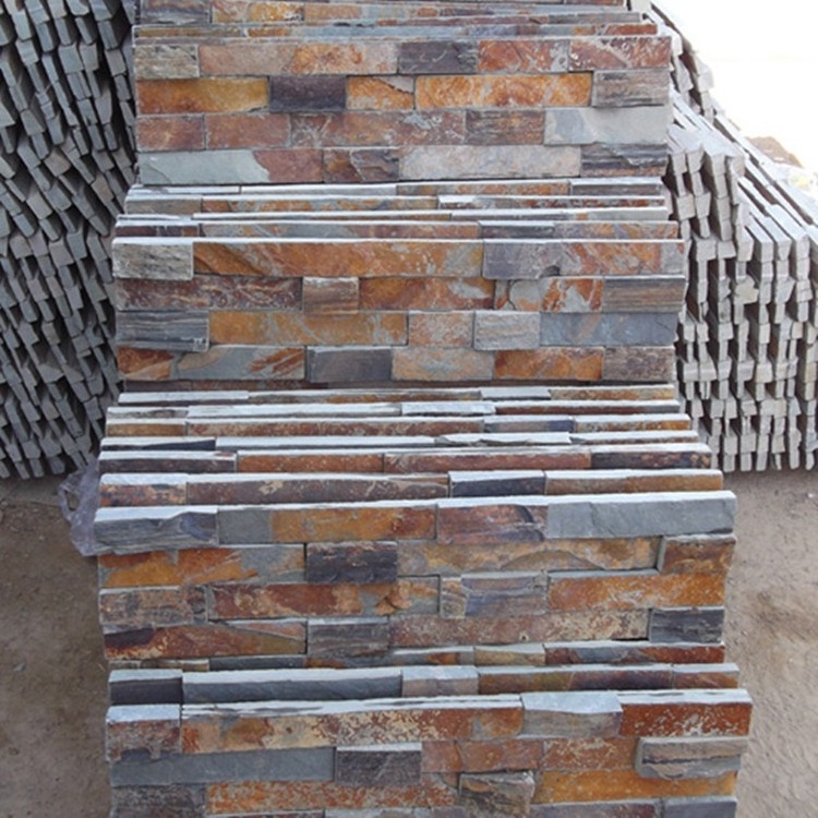 White/blue /rusty yellow quartz slate cultural stone for exterior wall cladding veneer