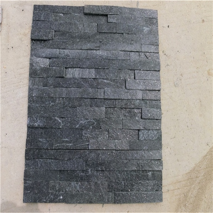 Hot selling Wall Clading decorative Black Quartzite Stackstone Ledgestone Cultural stone for sale