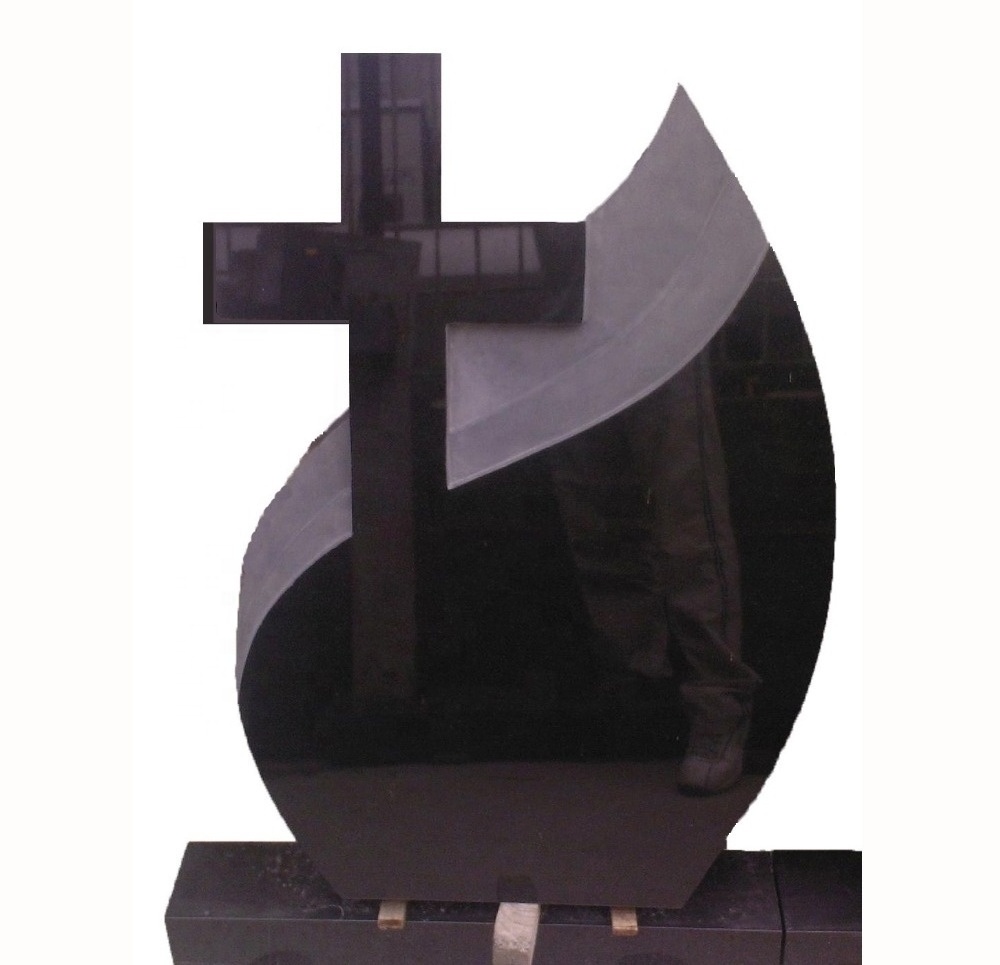 Shanxi black Tombstone Cheap Cross Headstone grave Granite Monument