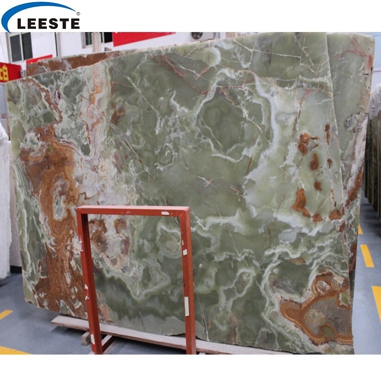 Beautiful Polished Green Jade Onyx Marble Stone Slabs For TV Background