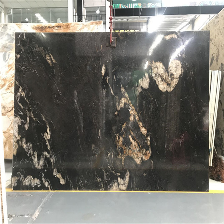 Cosmic black titanium black gold natural granite polished slabs tiles for floor and wall paving