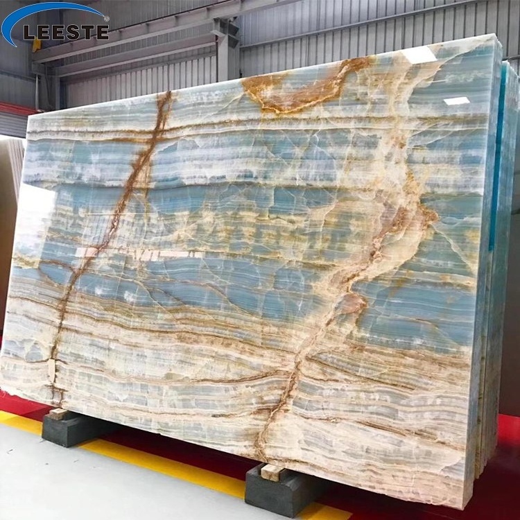 Beautiful Polished Green Jade Onyx Marble Stone Slabs For TV Background