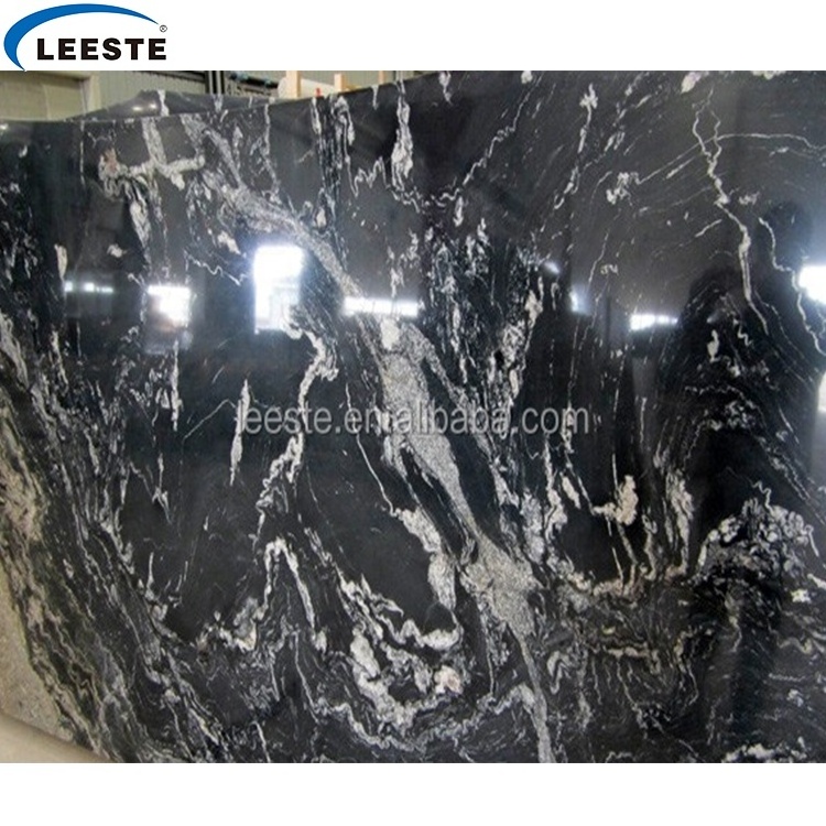 Cheap Price Polished Nero Fantasy Black Granite Slabs With White Vein tiles