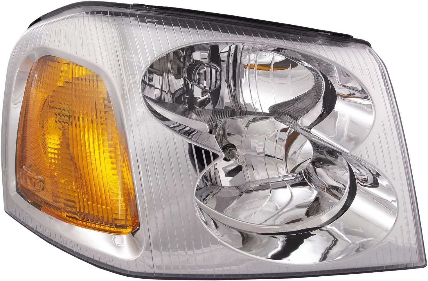 HEADLIGHTSDEPOT Chrome Housing Halogen Headlight Compatible with GMC Envoy 2002-2009 Includes Right Passenger Side Headlamp