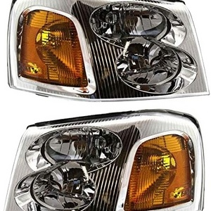 Headlight Set Compatible with 2002-2009 GMC Envoy 2004-2005 XUV Left Driver and Right Passenger Side Halogen With bulb(s)