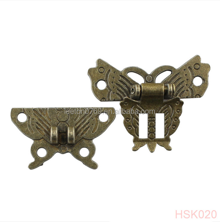 Stock supply butterfly shaped antique jewelry box latch lock