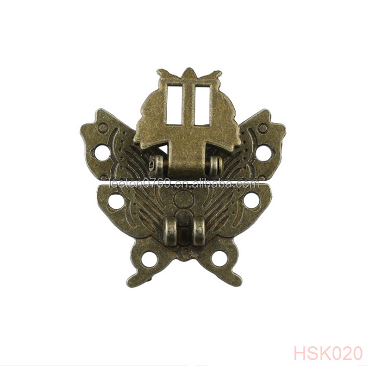 Stock supply butterfly shaped antique jewelry box latch lock