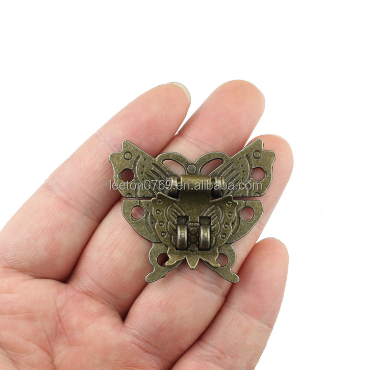 Stock supply butterfly shaped antique jewelry box latch lock