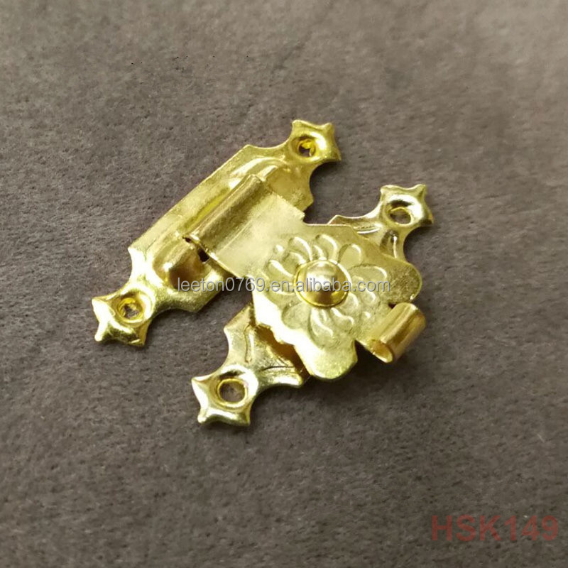 Factory supply 24 x 22 mm mini gold box lock for cigar boxes jewelry box latch