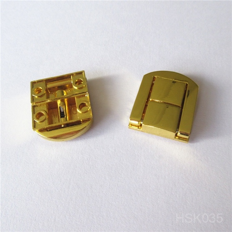 Stock supply 20 x 25mm zinc alloy shiny gold metal box lock for Wine boxes