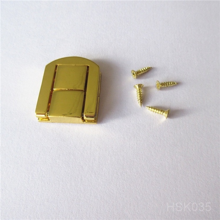 Stock supply 20 x 25mm zinc alloy shiny gold metal box lock for Wine boxes