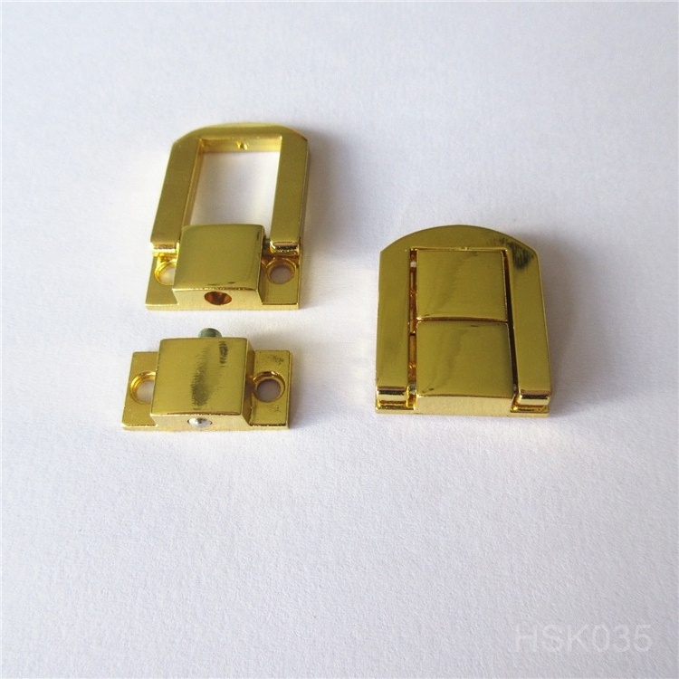 Stock supply 20 x 25mm zinc alloy shiny gold metal box lock for Wine boxes