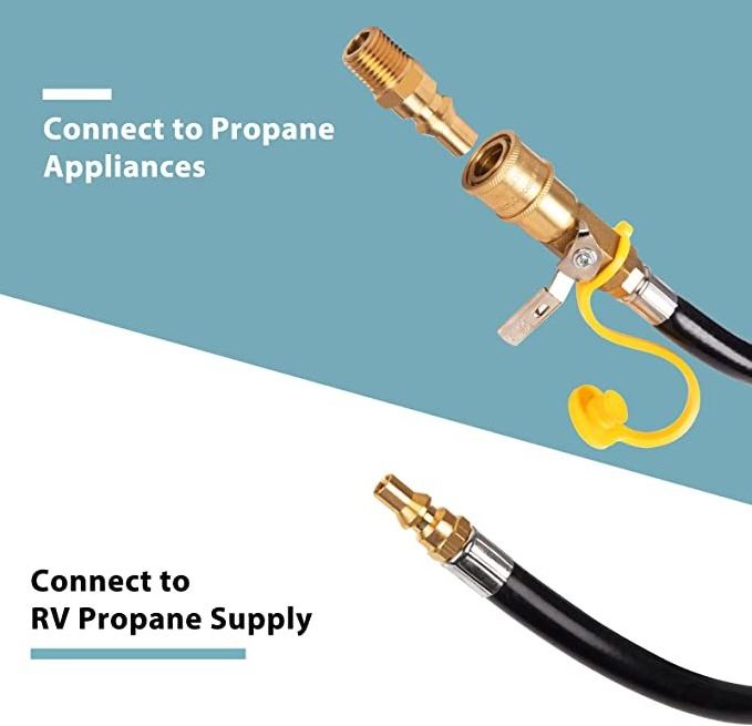 RV Propane Quick Connect Hose, 12 FT Quick Connect Propane Hose for RV to Grill with 1/4inch Male Plug