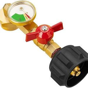 Propane Refill Adapter with Valve and Gauge Fits QCC1 / Type1 Propane Tank and 1 lb Throwaway Disposable Cylinder Connector