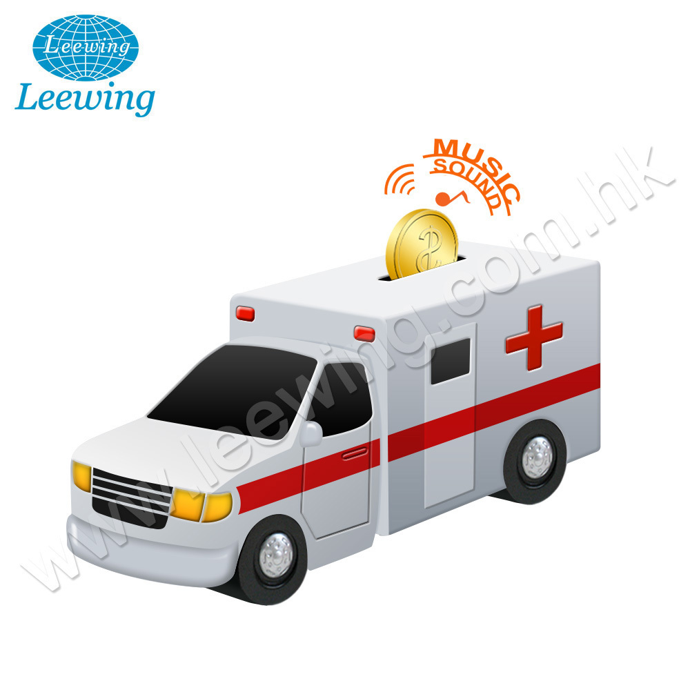 Customized Vinyl Ambulance Car Shape Money Saving Box Coin Banks